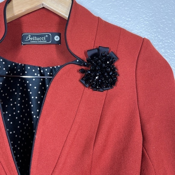 Bellucci Luxury Collection Blazer Vintage Beaded Orange Crop Long Sleeve Small - Picture 3 of 8